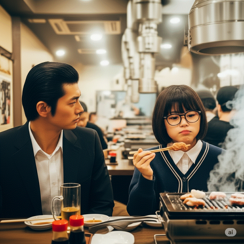 炭火焼肉店の客