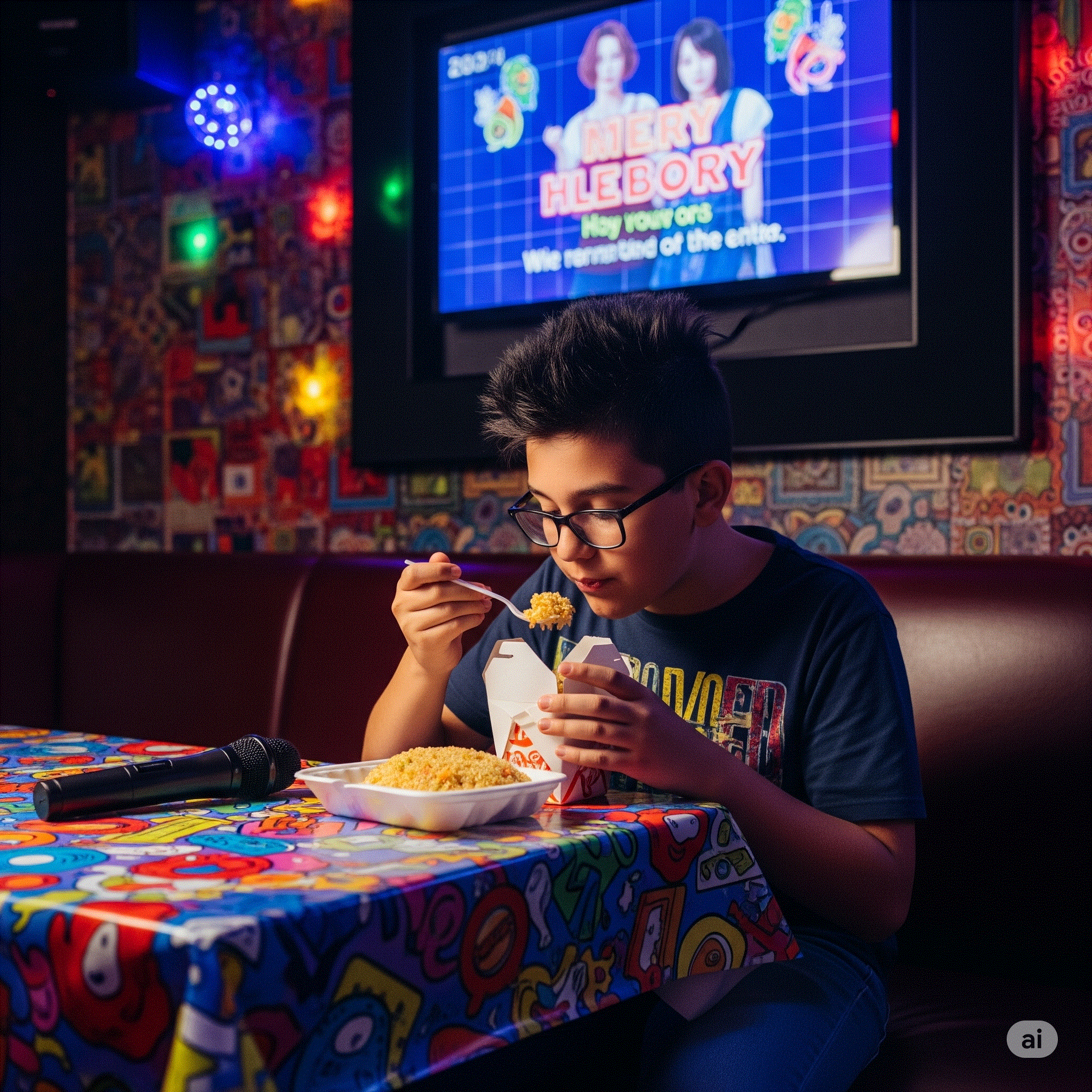 チャーハンを食べる中学生